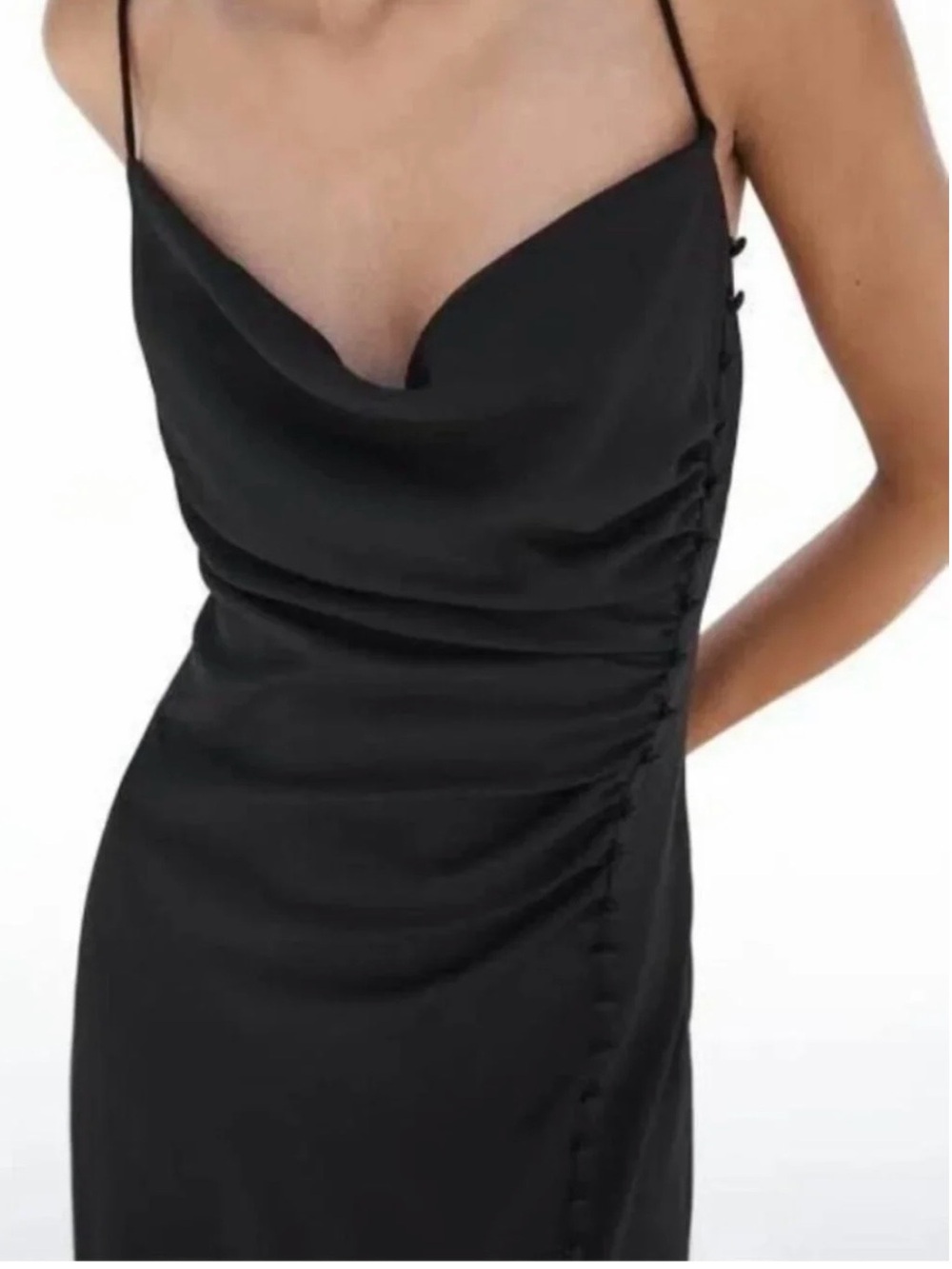 Zara Black Cowl Neck Maxi Slip Dress